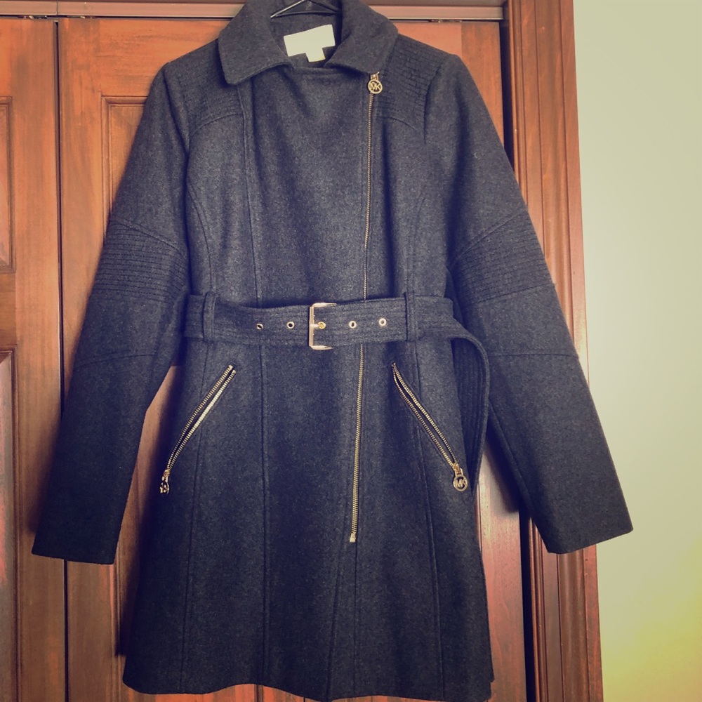 Michael Kors Wool Asymmetrical Zip Pea Coat 💕